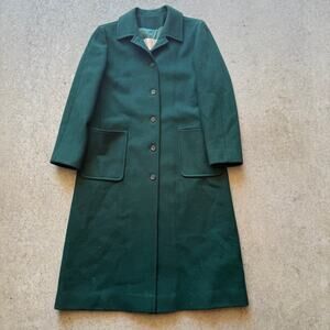 Women's Vintage 90's Pendleton Dark Green Wool Long Peacoat Jacket Coat Sz Large